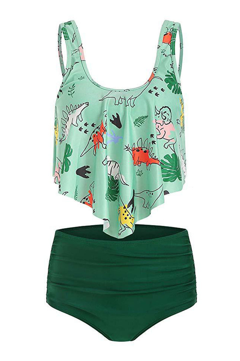 Load image into Gallery viewer, Two Piece Green Printed Swimwear