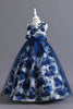 Load image into Gallery viewer, Blue Flower Tulle Long Girls&#39; Dress With Ruffles
