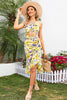 Load image into Gallery viewer, Halter Yellow Printed Summer Casual Dress with Ruffles