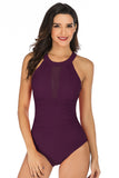 Halter Neck High Waist Navy One Piece Swimwear