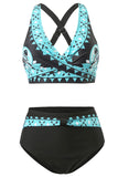 Two Piece Blue Athletic Swimwear with Shorts