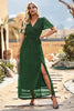 Load image into Gallery viewer, Champagne V Neck Short Sleeves Long Summer Dress