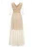 Load image into Gallery viewer, Apricot Tulle Long Sleeve Lace Dress With Appliques