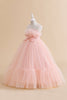 Load image into Gallery viewer, White Strapless Tulle A Line Flower Girl Dress with Bow
