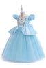 Load image into Gallery viewer, Blue Sequins Girl&#39;s Party Dress with Bow