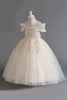 Load image into Gallery viewer, Pink Off the Shoulder A Line Flower Girl Dress with Bow