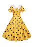 Load image into Gallery viewer, Polka Dots Pink Vintage Dress with Short Sleeves
