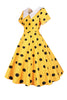 Load image into Gallery viewer, Polka Dots Pink Vintage Dress with Short Sleeves