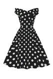 White Off the Shoulder Polka Dots Vintage Dress