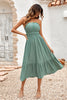 Load image into Gallery viewer, Green Strapless A-line Midi Summer Dress
