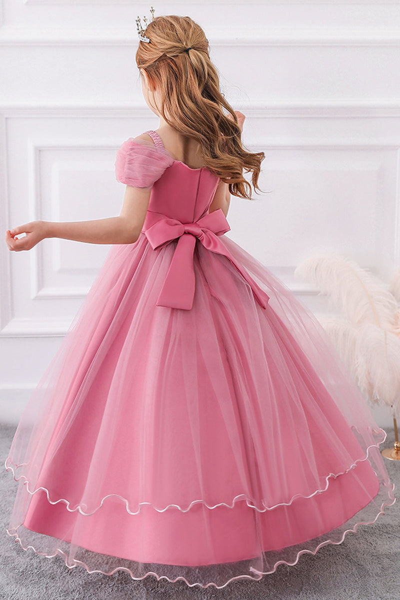 Load image into Gallery viewer, A-Line Beaded Blush Girls Dresses with Appliques