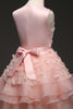 Load image into Gallery viewer, Boat Neck Sleeveless Pink Girls Dresses with Bow