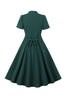 Load image into Gallery viewer, Green Deep V Neck 1950s Dress With Short Sleeves