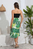 Load image into Gallery viewer, Printed Strapless Green Summer Dress with Slit