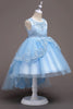 Load image into Gallery viewer, Dark Blue High Low Appliques Girls Dresses