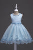 Load image into Gallery viewer, White Round Neck Beading A Line Girls Dresses