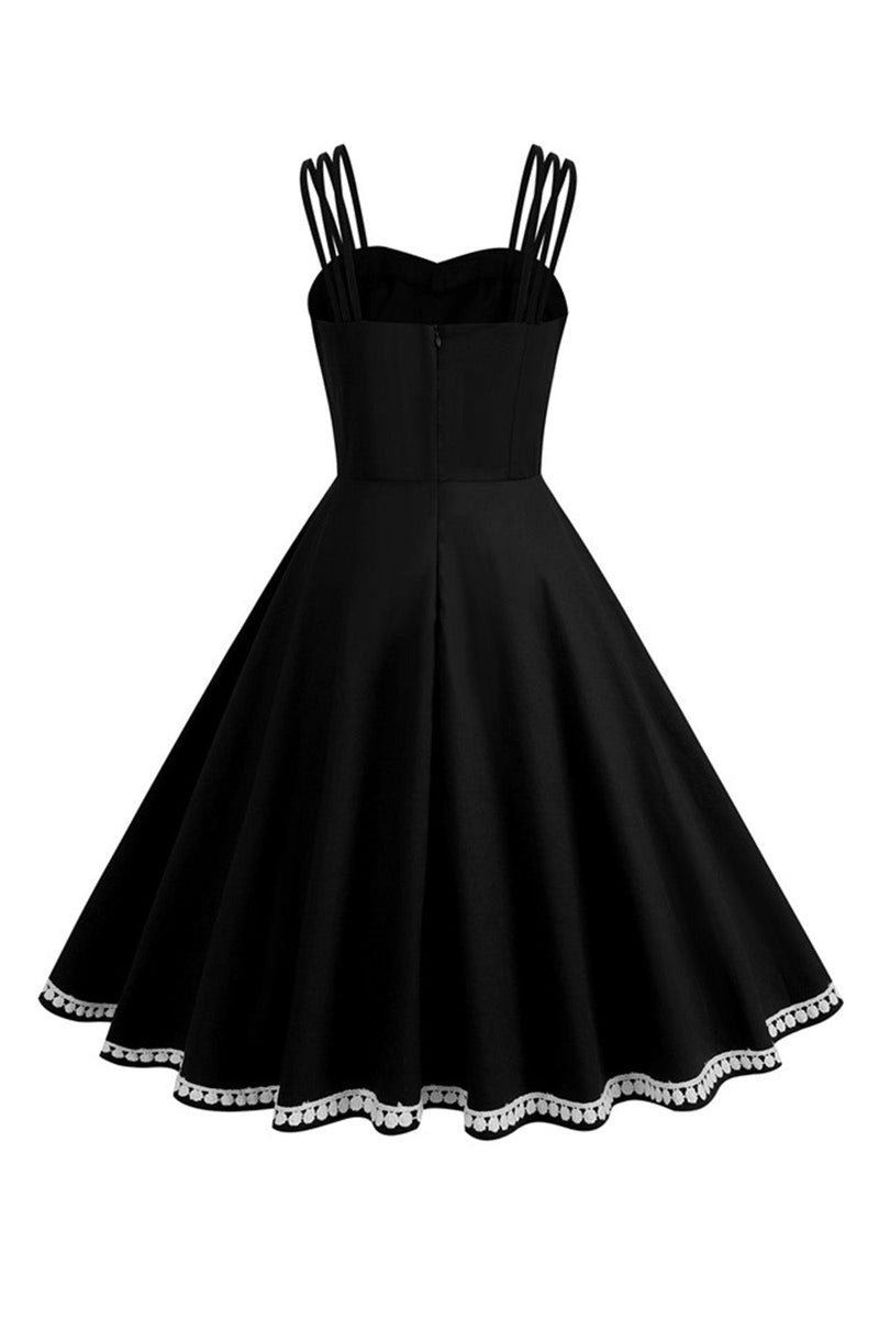 Load image into Gallery viewer, Hepburn Style Swing Black Vintage Dress