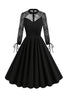 Load image into Gallery viewer, Black Long Sleeves Lace Vintage Dress