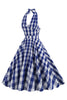 Load image into Gallery viewer, Pink Halter Plaid Sleeveless 1950s Dress With Belt