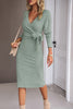 Load image into Gallery viewer, Green Long Sleeveles V-neck Casual Dress