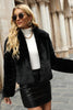 Load image into Gallery viewer, Black Shawl Lapel Cropped Women Faux Fur Coat