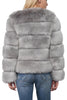 Load image into Gallery viewer, Grey Shawl Lapel Cropped Women Faux Fur Coat