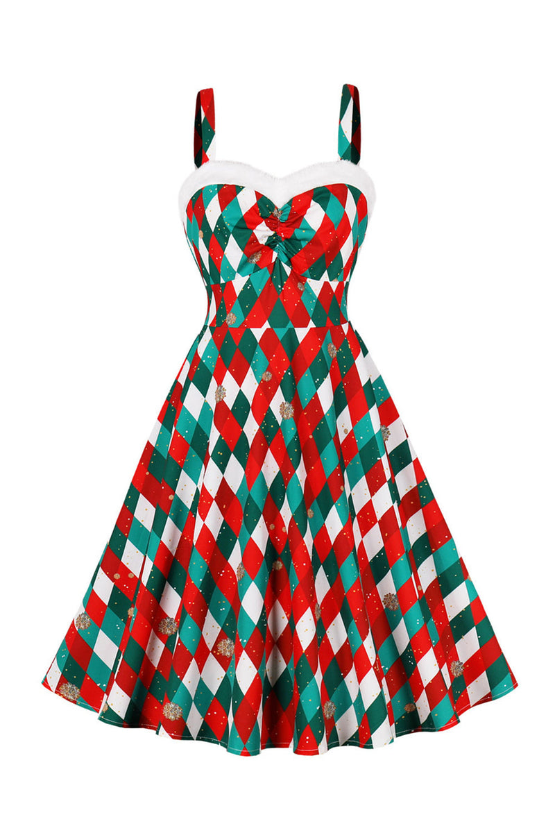 Load image into Gallery viewer, A Line Spaghetti Straps Red Christmas Vinatge Dress