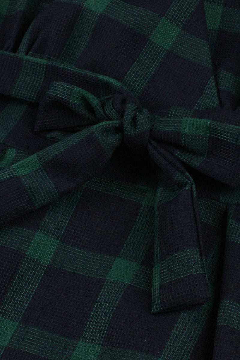 Load image into Gallery viewer, Green Plaid 1950s Swing Dress with Belt