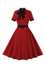 Load image into Gallery viewer, Red A Line 1950s Swing Dress with Belt
