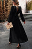 Load image into Gallery viewer, Long Sleeves Black Holiday Party Dress with Pleated