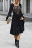Load image into Gallery viewer, Black Off the Shoulder Long Sleeves Casual Dress with Belt