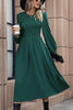Load image into Gallery viewer, Long Sleeves Green Casual Dress with Pleated