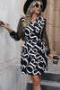 Load image into Gallery viewer, Long Sleeves Black Printed Casual Dress with Slit