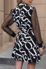 Load image into Gallery viewer, Long Sleeves Black Printed Casual Dress with Slit