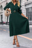 Load image into Gallery viewer, Dark Green Long Sleeves Casual Dress with Belt