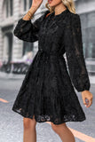 Black A Line Long Sleeves Casual Dress