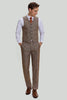 Load image into Gallery viewer, Brown Men&#39;s 3 Piece Plaid Prom Suits