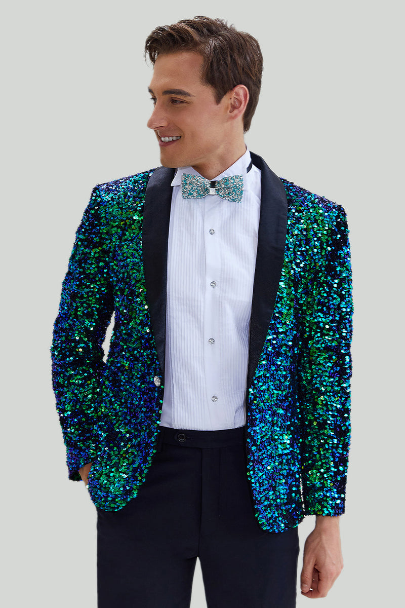 Load image into Gallery viewer, Green Sequined Men&#39;s Blazer Jacket