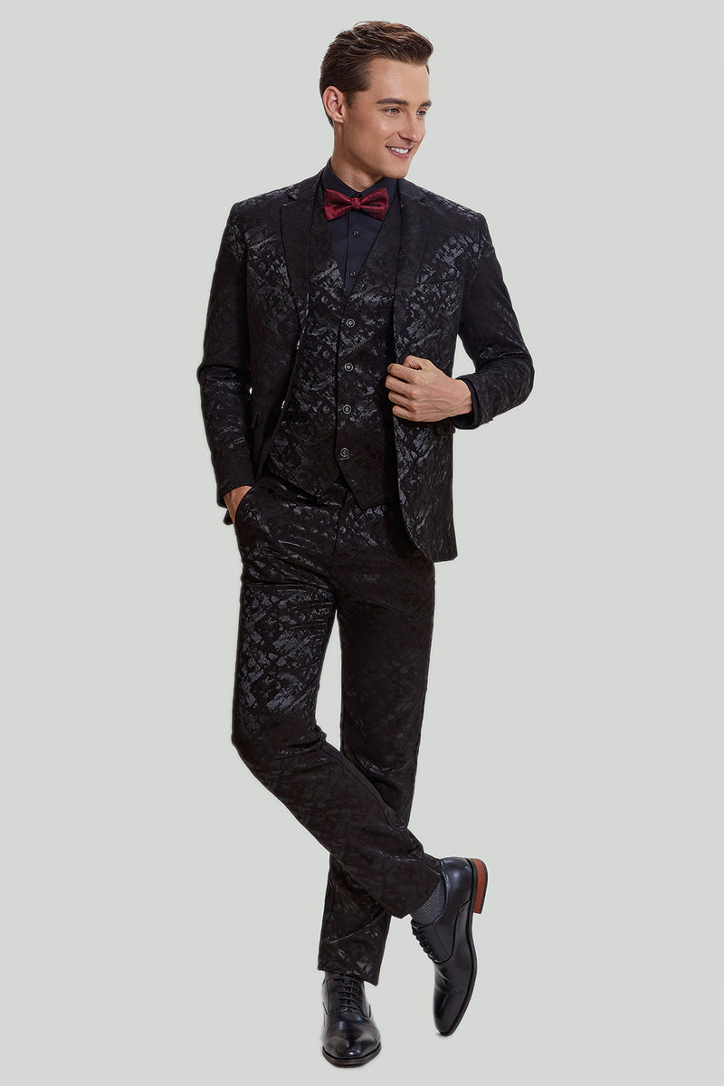 Zapaka Black Men's 2 Pieces Suits Jacquard Shawl Lapel Prom Graduation Suits  – Zapaka CA