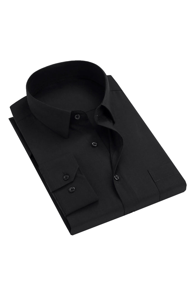 Load image into Gallery viewer, Men&#39;s Black Solid Long Sleeves Suit Shirt