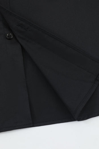 Men's Black Solid Long Sleeves Suit Shirt