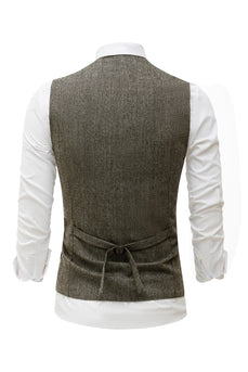 Coffee Single Breasted Shawl Lapel Men's Suit Vest