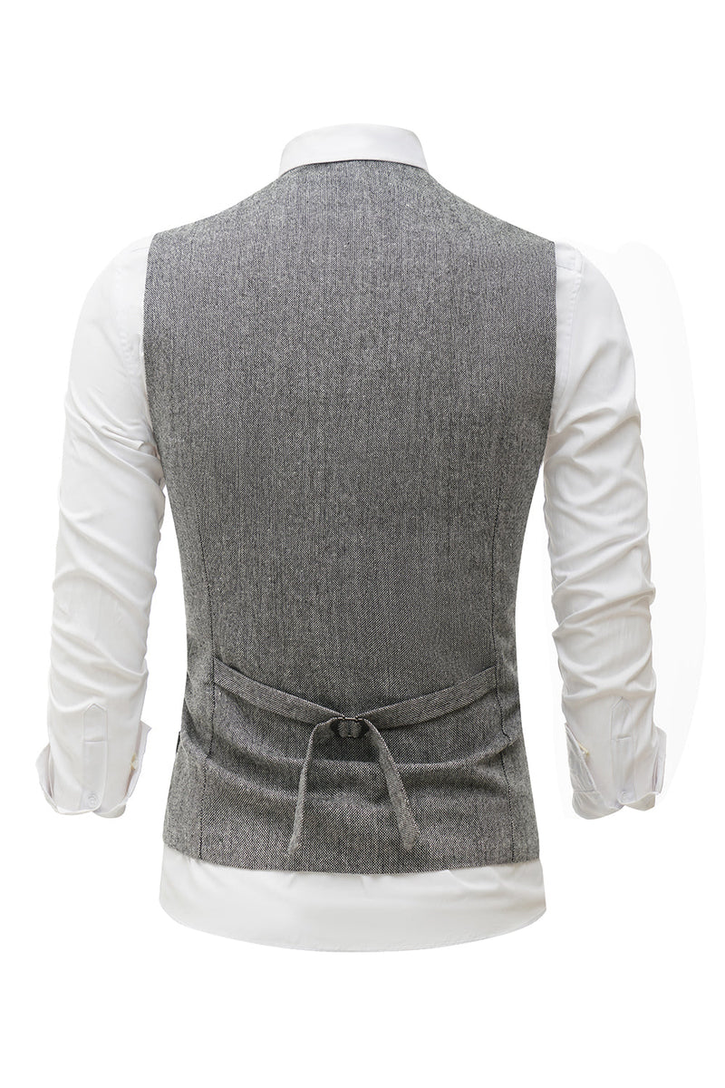 Load image into Gallery viewer, Grey Solid Single Breasted Shawl Lapel Men&#39;s Suit Vest