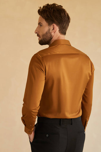 Long Sleeves Camel Solid Suit Shirt