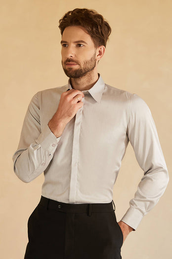 Long Sleeves Grey Men's Suit Shirt
