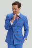 Load image into Gallery viewer, Blue Plaid Men&#39;s 3 Piece Tuxedo Suits