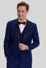 Load image into Gallery viewer, Men&#39;s Navy 3-piece One Button Slim Fit Prom Suits