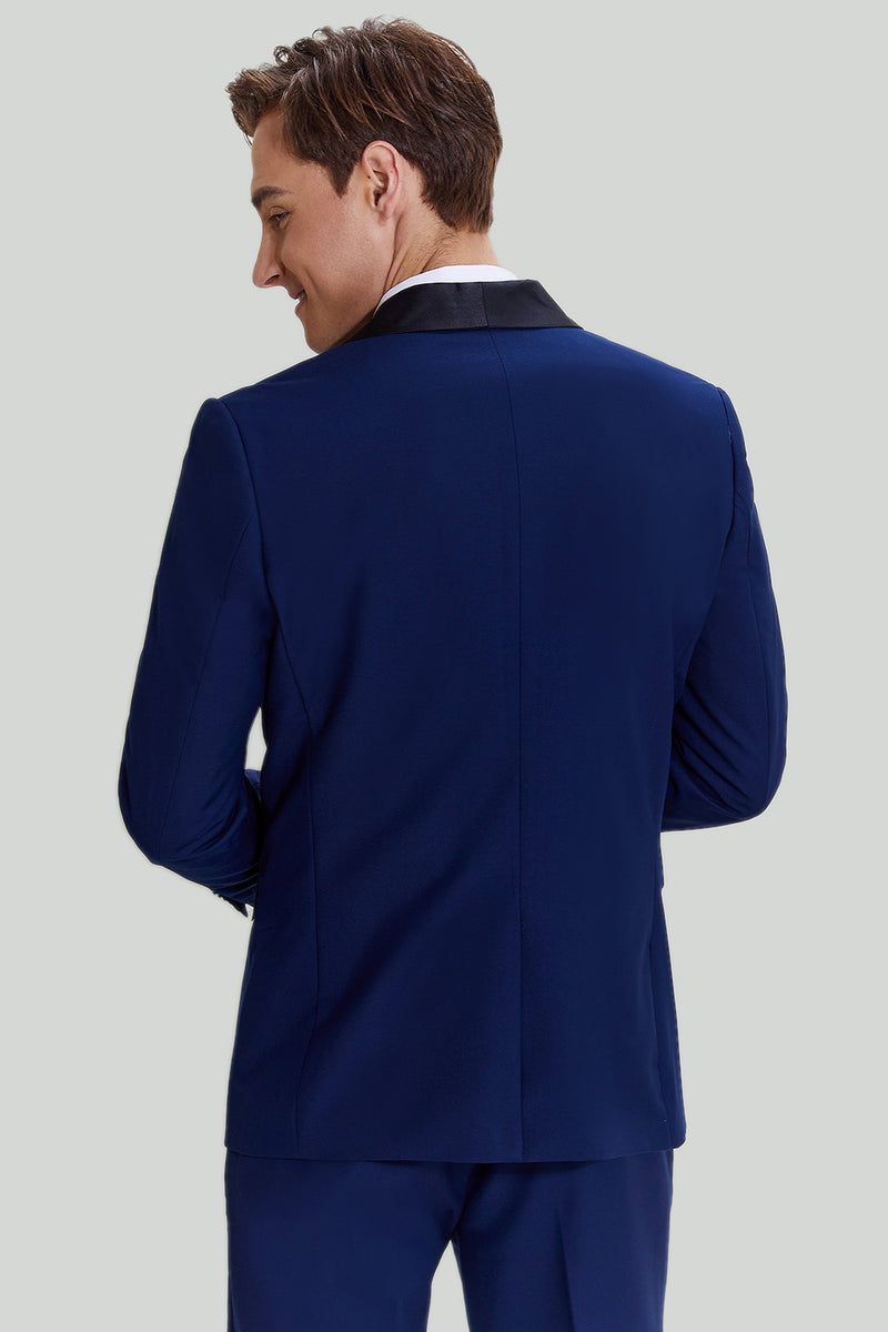 Load image into Gallery viewer, Men&#39;s Navy 3-piece One Button Slim Fit Prom Suits