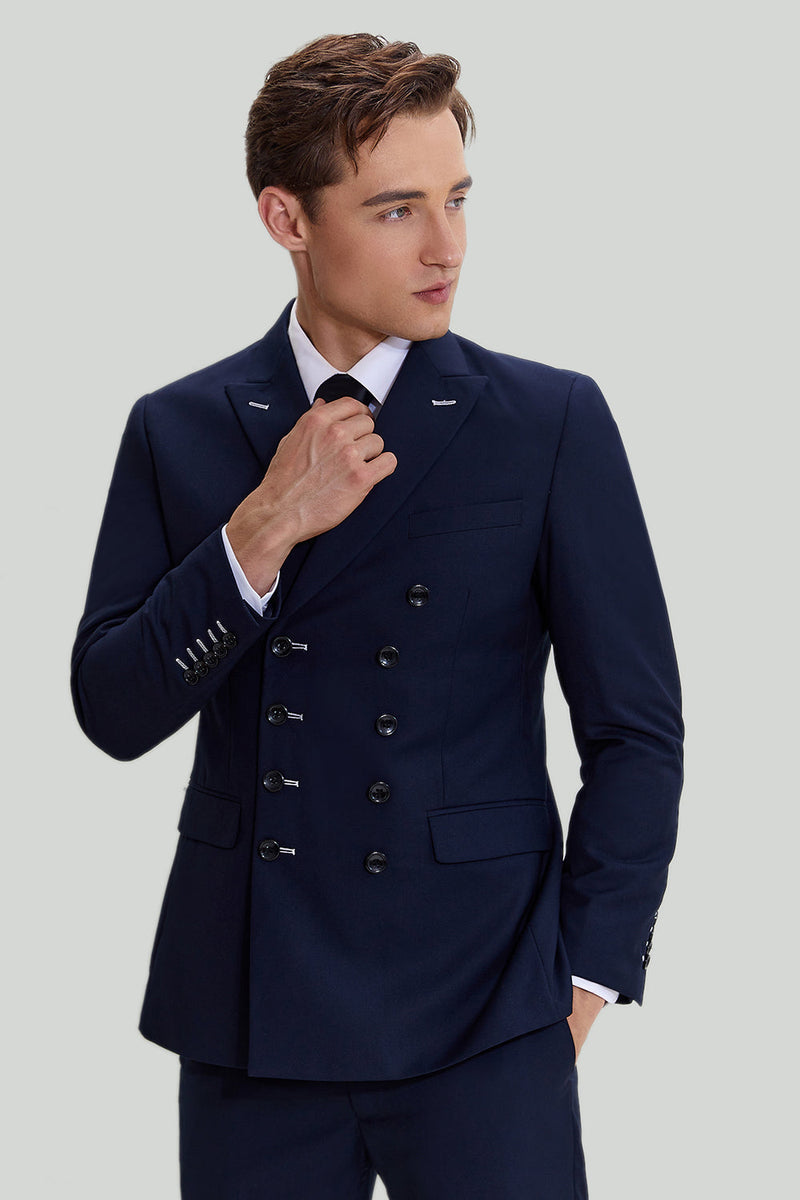 Load image into Gallery viewer, Navy 2 Piece Double Breasted Men&#39;s Suit