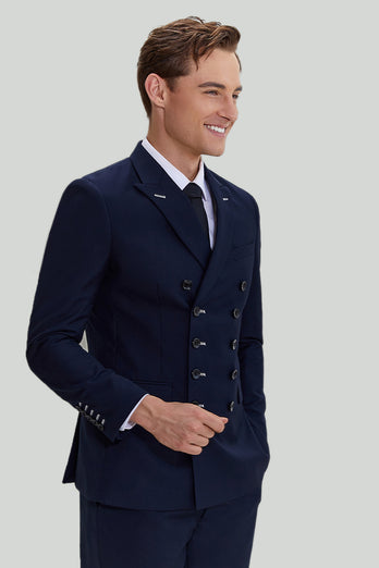 Men's Navy 2 Piece Double Breasted Suit